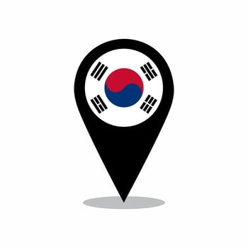South korea country flag vector with location pin design
