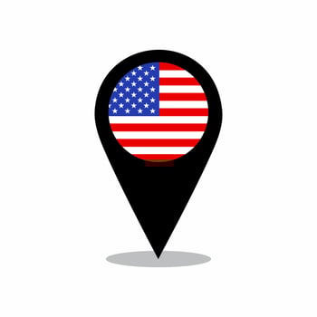 United States of America country flag vector with location pin design