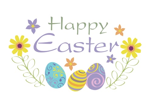 Happy Easter Vector Colorful Symbol Logo Isolated On A White Background.