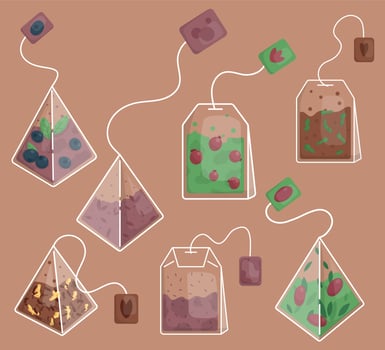 Vector set with tea bags