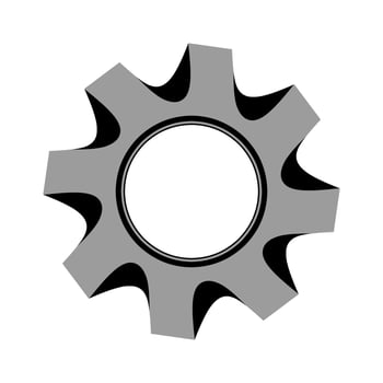 Settings icon vector illustration. Iron gear logo on white background.