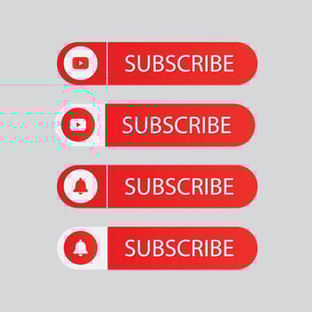 Subscribe button with bell and youtube icon vector