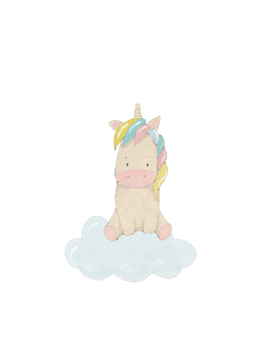 Fairytale magical unicorn with rainbow mane, postcard with unicorn png