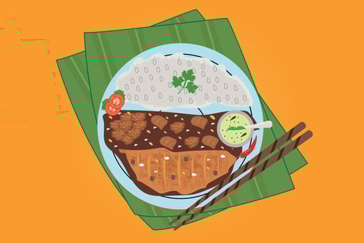 Curry rice plate asian traditional food design vector