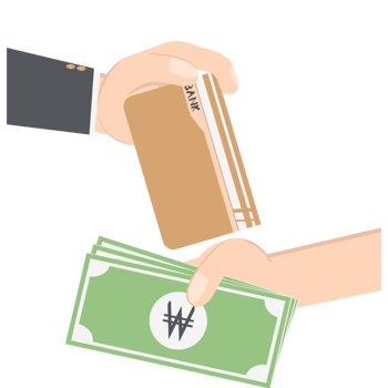 hand holding bank saving book and money collection png