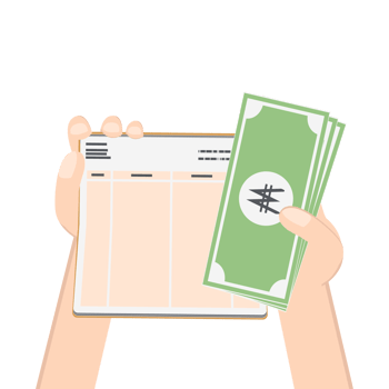 hand holding bank saving book and money collection set png