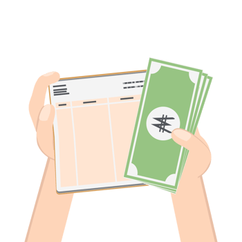 hand holding bank saving book and money collection set png