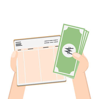 hand holding bank saving book and money collection set png