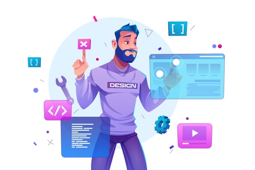 Web development, programmer engineering website vector