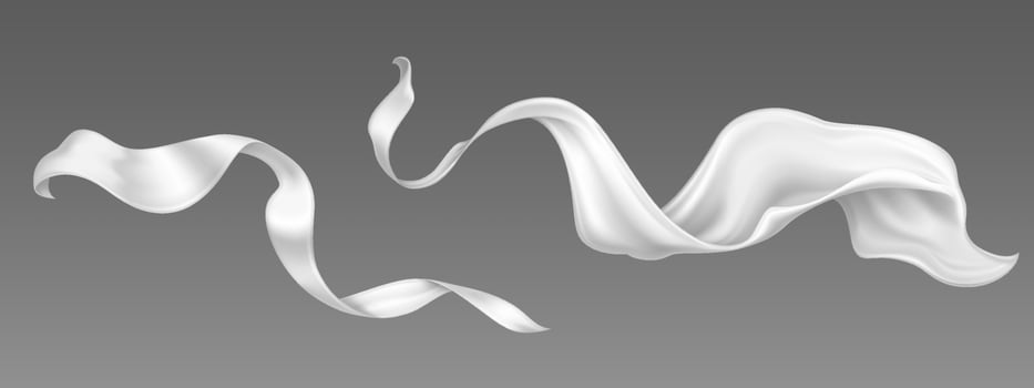 Flying white silk ribbon and satin fabric vector