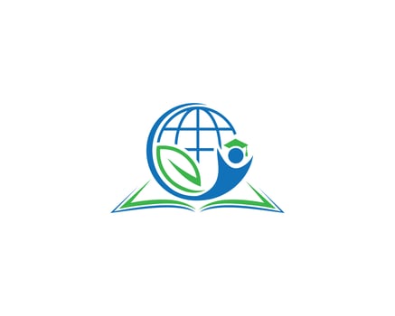 Earth Education Leaf And Human Life Combination Logo Icon Design Concept Vector Template.