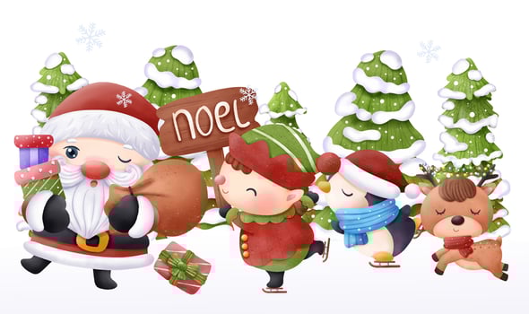 Christmas Illustration Santa and friends vector