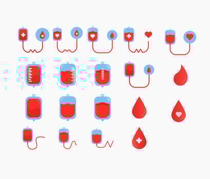 Flat medical icons of donate blood set vector
