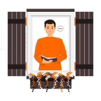 Man reading a book in free time illustration vector