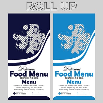 Food Restaurant Roll Up Banner Signage Template vector