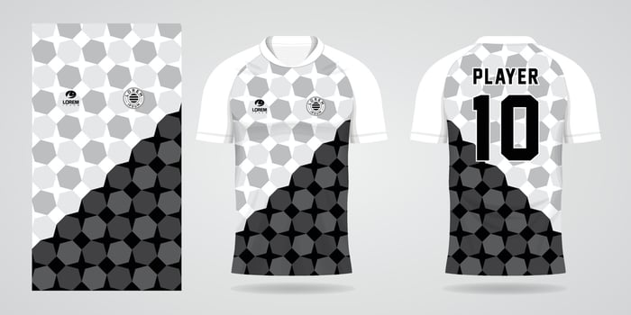 black white sports shirt jersey design template vector