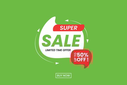 Colorful super sale banner design up to 50 percent off vector illustration