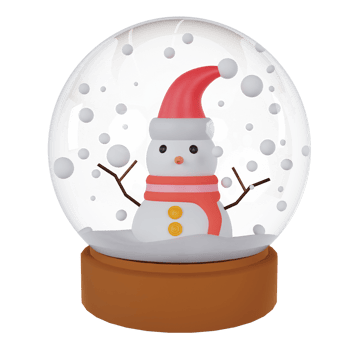 Christmas Snowman In Snow Ball 3D Illustration png