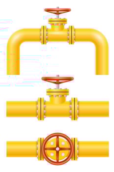 yellow metal pipes for gas pipeline vector illustration isolated on white background