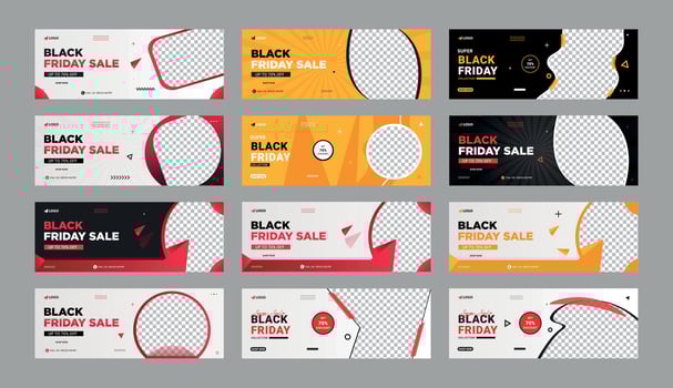 black friday sale social media facebook cover banner template vector