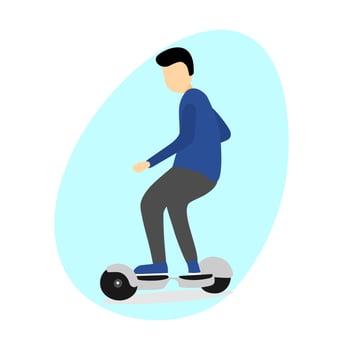 Vector illustration design of a man driving a Smart Balance Wheels Electric Scooter