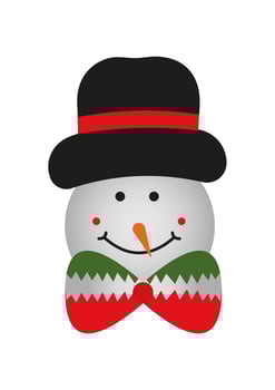 Snowman Head For Decoration On White Background Vector