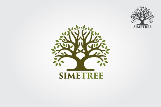 Simetree logo illustration. Vector silhouette of a tree.