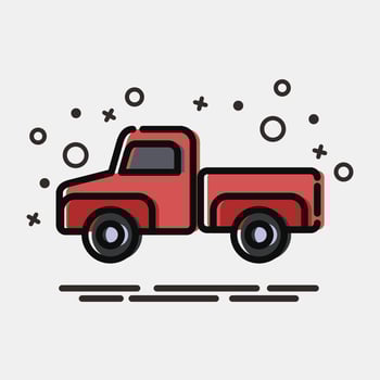 Icon pick up truck. Transportation elements. Icons in MBE style. Good for prints, posters, logo, sign, advertisement, etc. vector