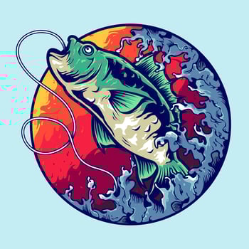 Big bass fishing illustration vector