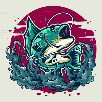 Big bass fishing illustration vector