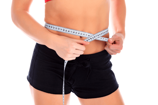 Fitness woman measuring her waist png