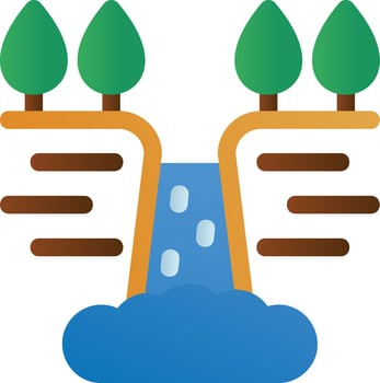 Waterfall Landscape Glyph Icon vector
