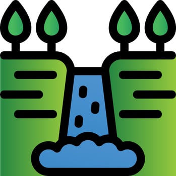 Waterfall Landscape Glyph Icon vector