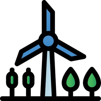 Windmill Landscape Glyph Icon vector