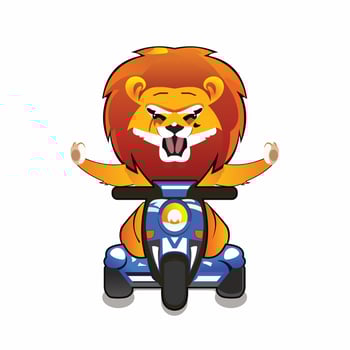 Cute Lion Driving scooter Mascot Design vector