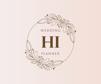 HI Initials letter Wedding monogram logos collection, hand drawn modern minimalistic and floral templates for Invitation cards, Save the Date, elegant identity for restaurant, boutique, cafe in vector