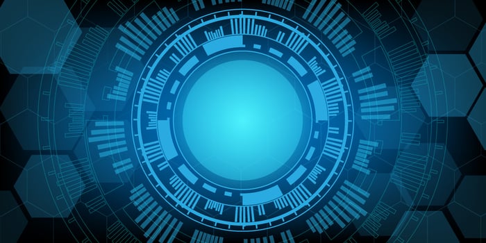 circular hud connection with hexagon futuristic modern website background or cover page vector for technology and finance concept and education future company