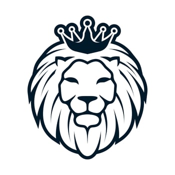 line art lion logo with crown vector