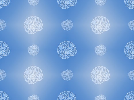 SeaShells cartoon character seamless pattern on blue background vector