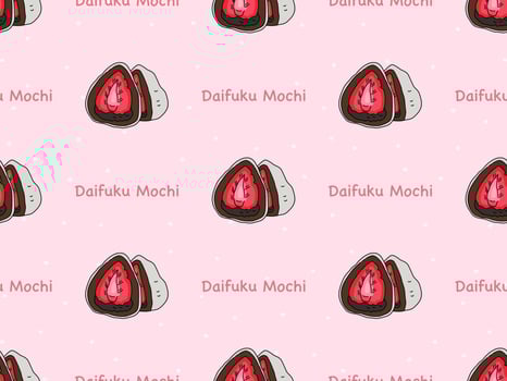 Daifuku Mochi cartoon character seamless pattern on pink background vector