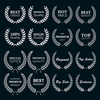 Premium quality laurel wreath, set. vector illustration