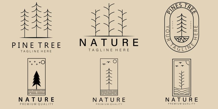 Set bundle Minimal line art nature  icon creative design vector
