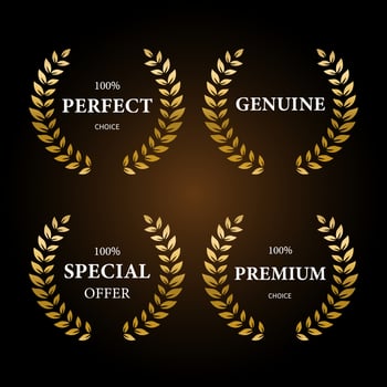 Premium quality golden laurel wreath, set. vector illustration