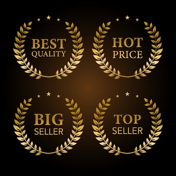 Premium quality golden laurel wreath, set. vector illustration
