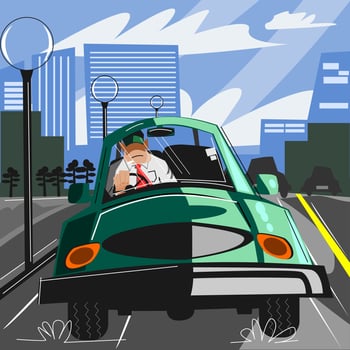 driving the car to the office after corona virus  ended vector