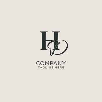 Initials HD letter monogram with elegant luxury style. Corporate identity and personal logo vector