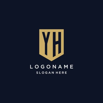 YH monogram initials logo design with shield icon vector