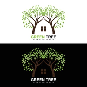 Tree Logo, Green Trees And Wood Design, Forest Illustration, Trees Kids Games vector