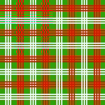 Checkered Christmas pattern with red and white on green background. vector