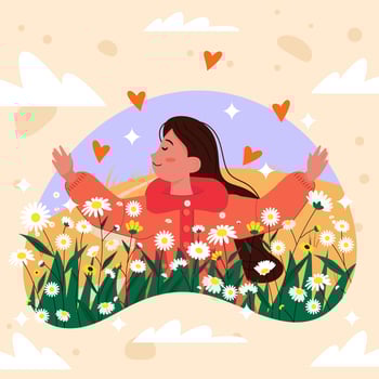 Happy Girl in Inner Peace Concept vector